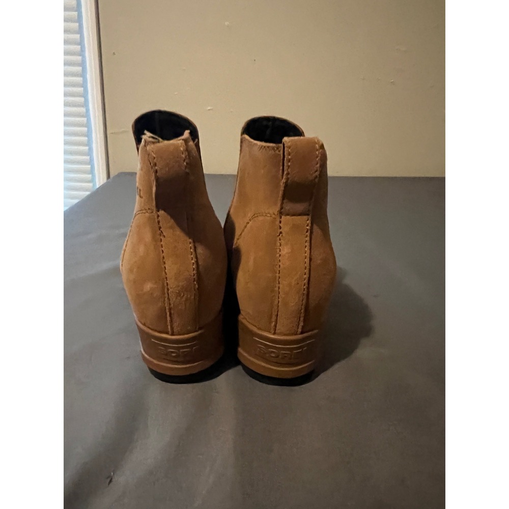 Sorel Evie Chelsea Waterproof Leather Wedge Ankle Boots Brown Womens 8 - Picture 5 of 8